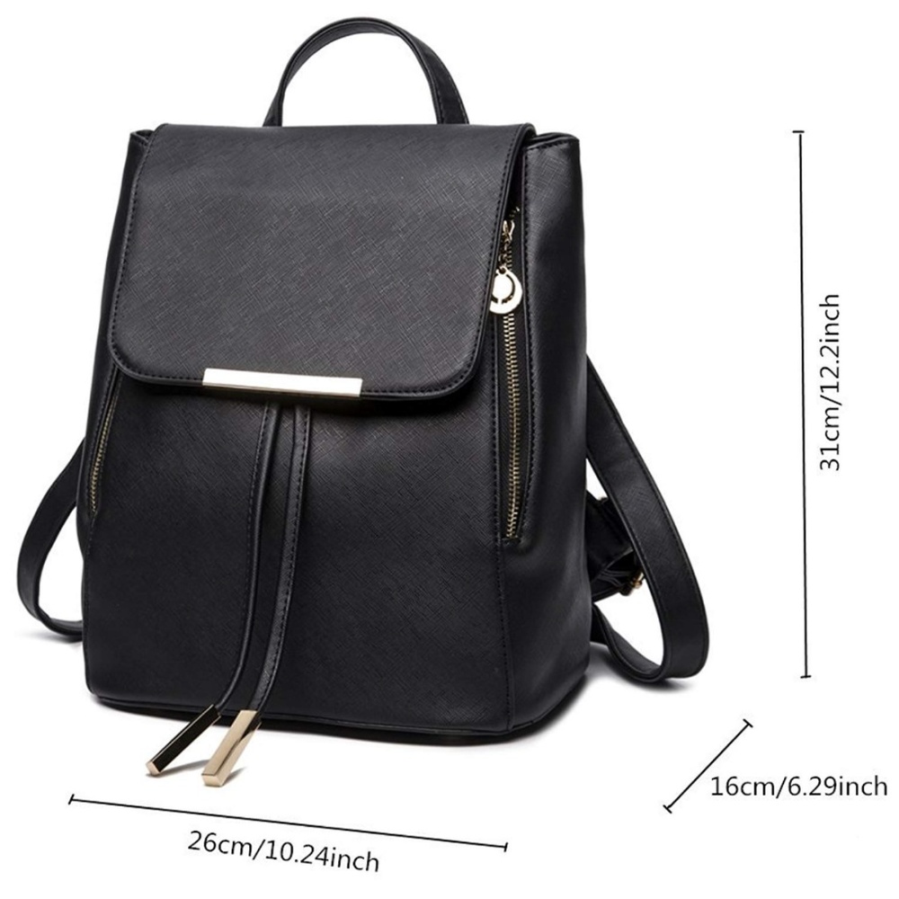 Black Leather Mini Backpack - Picture 4 of 6